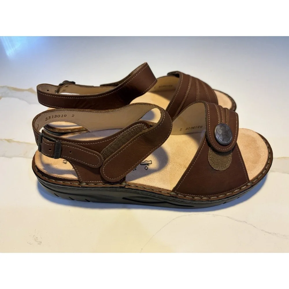Finn Comfort Gomera Brown Leather Sandals EU 43 NWOB Made in Germany, Women 12